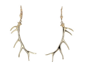 Yellow Gold Elk Antler Earrings