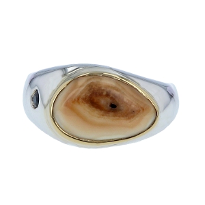 Gents Elk Ivory Ring with Sapphire