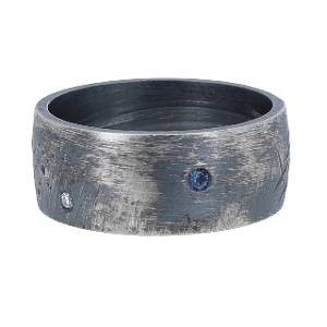Rustic Band Sterling Silver with Diamonds & Yogo Sapphires