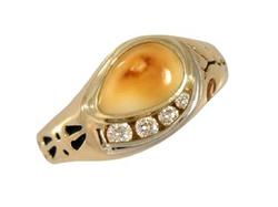 Ladys Elk Ivory Ring 14K Gold