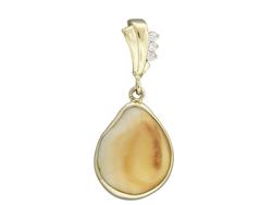 Elk Ivory Pendant 14K Gold With Diamond Accents