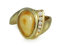 Ladies Elk Ivory Ring 14K Gold