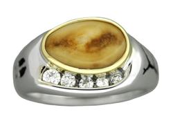 Ladys Elk Ivory 14K Yellow Gold Two-Tone Ring