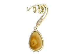 Elk Ivory Pendant With Diamonds 14K Gold