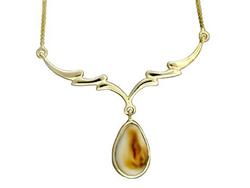 Elk Ivory Necklace 14K Yellow Gold