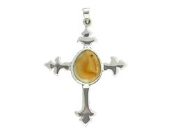 Elk Ivory Cross Pendant Sterling Silver