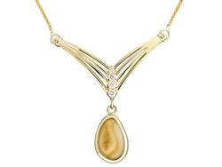 Elk Ivory Necklace 14K Yellow Gold