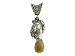 Sterling Silver Horse Pendant with Elk Ivory