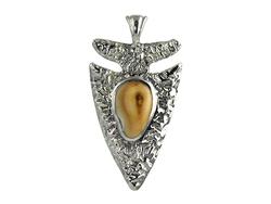 Elk Ivory Arrowhead Pendant Sterling Silver