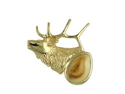 Bugling Elk Pin 14K Yellow Gold