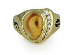 Gents Elk Ivory Ring 14K Gold