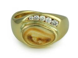 Gents Elk Ivory Ring 14K Gold