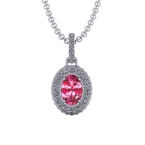 14 K White Gold Pink tourmaline Pendant