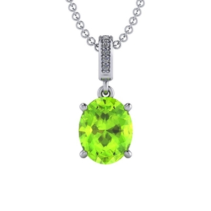 14 K White Gold Peridot Pendant