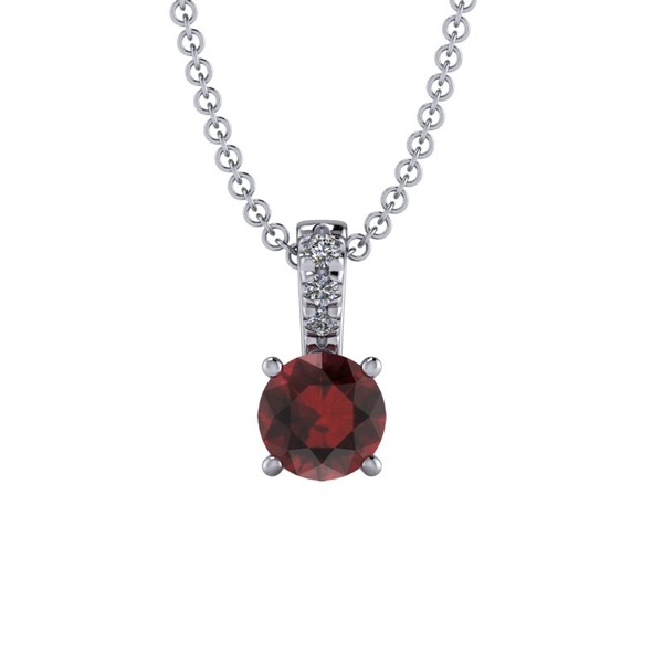 14 K White Gold Garnet Pendant