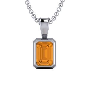 14 K White Gold Citrine Pendant